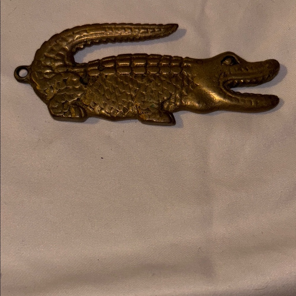 Vintage Brass Lacoste key ring emblem